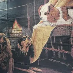 超大判　犬柄　USA製　ラグ　マット　フリンジ付き　170×130 キャバリア