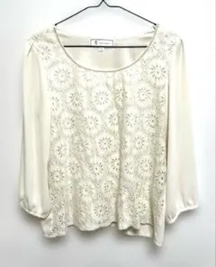 ロペピクニック　アイボリー フロントレース 七分袖ブラウス