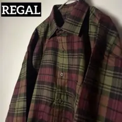 【極美品】REGALチェック柄 ウール100% 長袖　好配色　大人感　LLサイズ