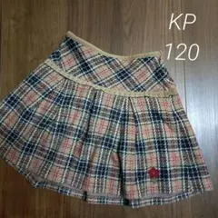 ニットプランナー ベージュ ブラウン チェック柄 スカート 120