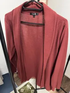 rouge 赤 リブ編み カーディガン Lサイズ