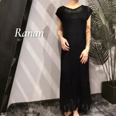 【新品タグ付き】Ranan クロシェニットフレンチスリーブワンピース かぎ編み