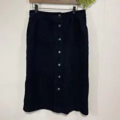 ユニクロ　UNIQLO スカート　ひざ丈　コーデュロイ　ネイビー　Lサイズ