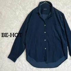ビーホット/コーデュロイシャツ　長袖　薄手　ライトネイビー　シンプル　秋冬　L
