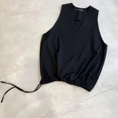 mizuiro indミズイロインド T/WツイルVネックベスト 黒　ブラック