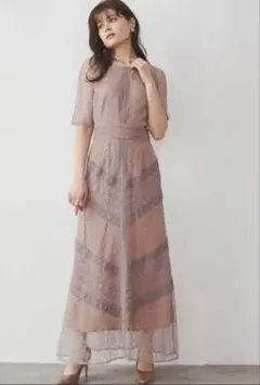 Lagunamoon ショルダーギャザーレースマキシワンピース