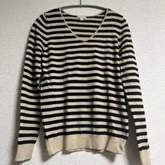 Gap エクストラファインメリノウール M ストライプ長袖ニット