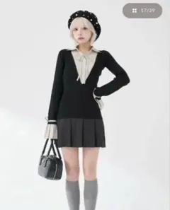 ダーリッチ シャツドッキングプリーツミニワンピース