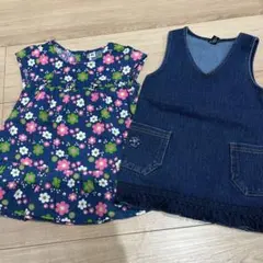 ワンピース☆80㌢☆花柄　デニム