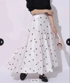 アプワイザーリッシェ　ドット柄 フレアスカート レースアップ バックゴムのサムネイル