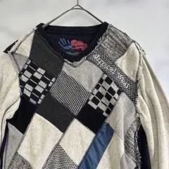 ✨美品✨デシグアル ニット 再構築 ツキハギ グレー M mr55のサムネイル
