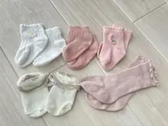 ベビー靴下セット 5足　靴下　ベビー　ソックス　9〜14㎝　ピンク　白　うさぎ