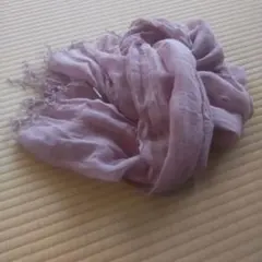 薄紫色 渋桜色 フリンジ付き綿麻ストール