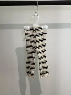 ZARA アイボリーとブラックのストライプパンツ　80