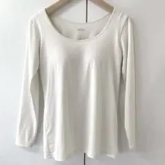 ユニクロ ヒートテックブラUネックT 8分袖 オフホワイト 白 長袖 ブラトップ