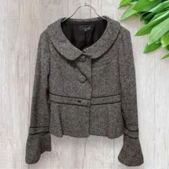 Smacky Glam ショートジャケット 丸襟 くるみボタン フレアスリーブ