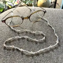 メガネチェーン マスクチェーン ビーズ ハンドメイド シルバー系