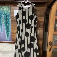 お値下げ❣️美品❣️今着て！‼️ストライプドットノースリーブワンピース❣️