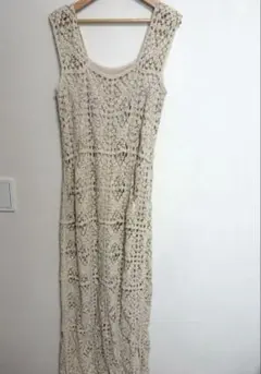 Bab クロシェロングワンピース アイボリー 訳あり 春夏