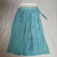 【美品】LOVETOXIC 花柄プリーツスカート 140　ラブトキ　グリーン