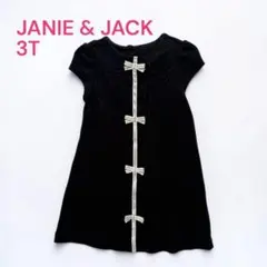 JANIE & JACK 半袖ワンピース ブラック 3T リボン 上品のサムネイル