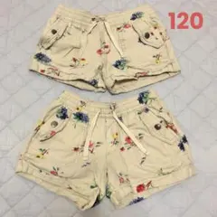 120cm GAP ショートパンツ 2枚セット 花柄ショートパンツ