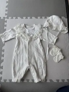 【ベルメゾン】ベビードレス 帽子靴下付きサイズ50-60【使用回数1回】