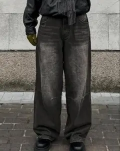 T*様 黒　ブラック　バギーデニム　menes jaded london big