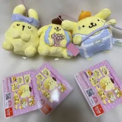 ポムポムプリン　ラウンドワン限定　マスコット　全3種 2セット ポムポムプリン プリンのハッピールーティンマスコット 全3種セット