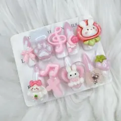 ♡ 平成　女児　うさぎ　イチゴ　ピンク　甘々　魔法少女 ネイルチップ 現品 ♡