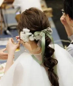 ヘッドドレス　ドライフラワー　リボン　ピアス　木箱つき