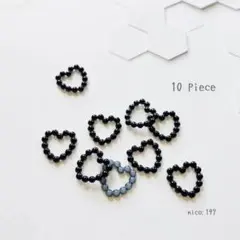 【197】ネイルパーツ ブラックハート 大きめ 地雷系 韓国 10piece
