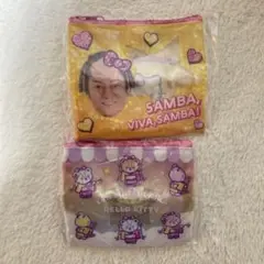 マツケンサンバ　ハローキティ クリアラメポーチ タイニーチャム、イエロー