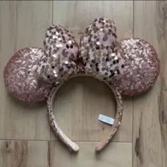 ミニーマウス　スパンコール　カチューシャ　ピンク
