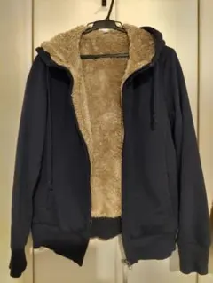 UNIQLOボアパーカー フード付きジャケット ネイビーレディースLサイズ