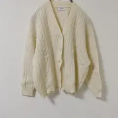 SHIPS any ヘリンボーンニット Vネックカーディガン　シップスエニィ　白