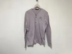 本物バーバリーブラックレーベルBURBERRYヘンリーネック柄長袖TシャツロンT