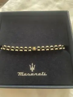 Maserati ブレスレット トライデントロゴ　シルバー/ブラック
