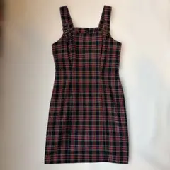 チェック柄 ノースリーブワンピース 膝丈　古着　レト　80s フラッピー　Y2K