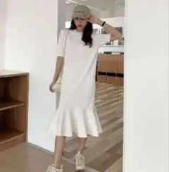 完売品★BIRTHDAY BASH★ホワイト 裾フレアワンピース 半袖