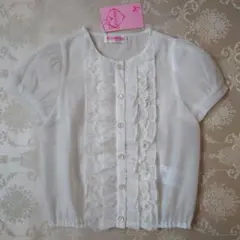 未使用　メゾピアノ　シアーブラウス　ホワイト　130