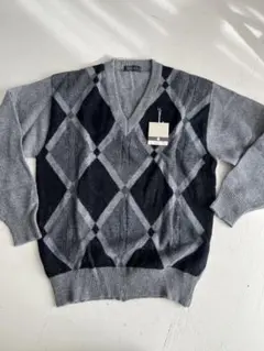 ダイヤモンド柄 グレー系 セーター Lサイズ新品