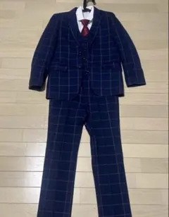 ネイビー チェック フォーマルスーツ　160