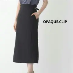 OPAQUE.CLIP ベルトデザイン ストレッチナロースカート 38 M 黒