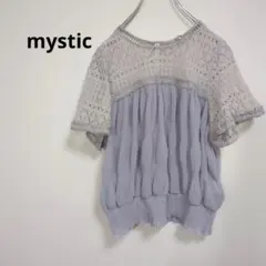 ミスティック【F】トップス　半袖　レース　ドッキング　ストレッチのサムネイル