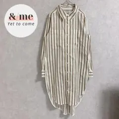 IPSE イプセ　ロングシャツ　ラウンドヘム　総柄　ストライプ　コットン100%