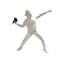 Banksy バンクシー 花を捨てる少年 フィギュア 像 ホワイト