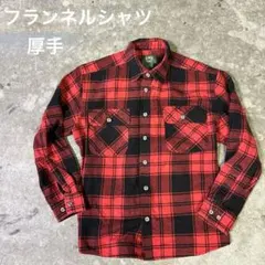 フランネルシャツ L 赤黒 バッファローチェック ネルシャツ　厚手