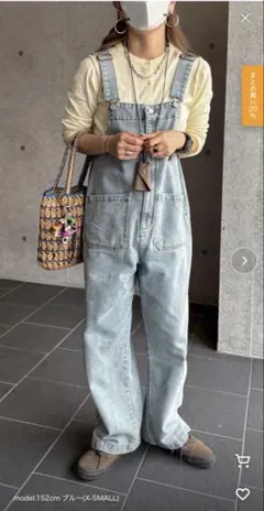 ニコアンド メイクスタッフ グレー サロペット オーバーサイズ デニム 