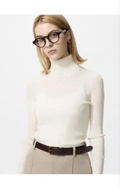 メリノリブタートルネックセーター